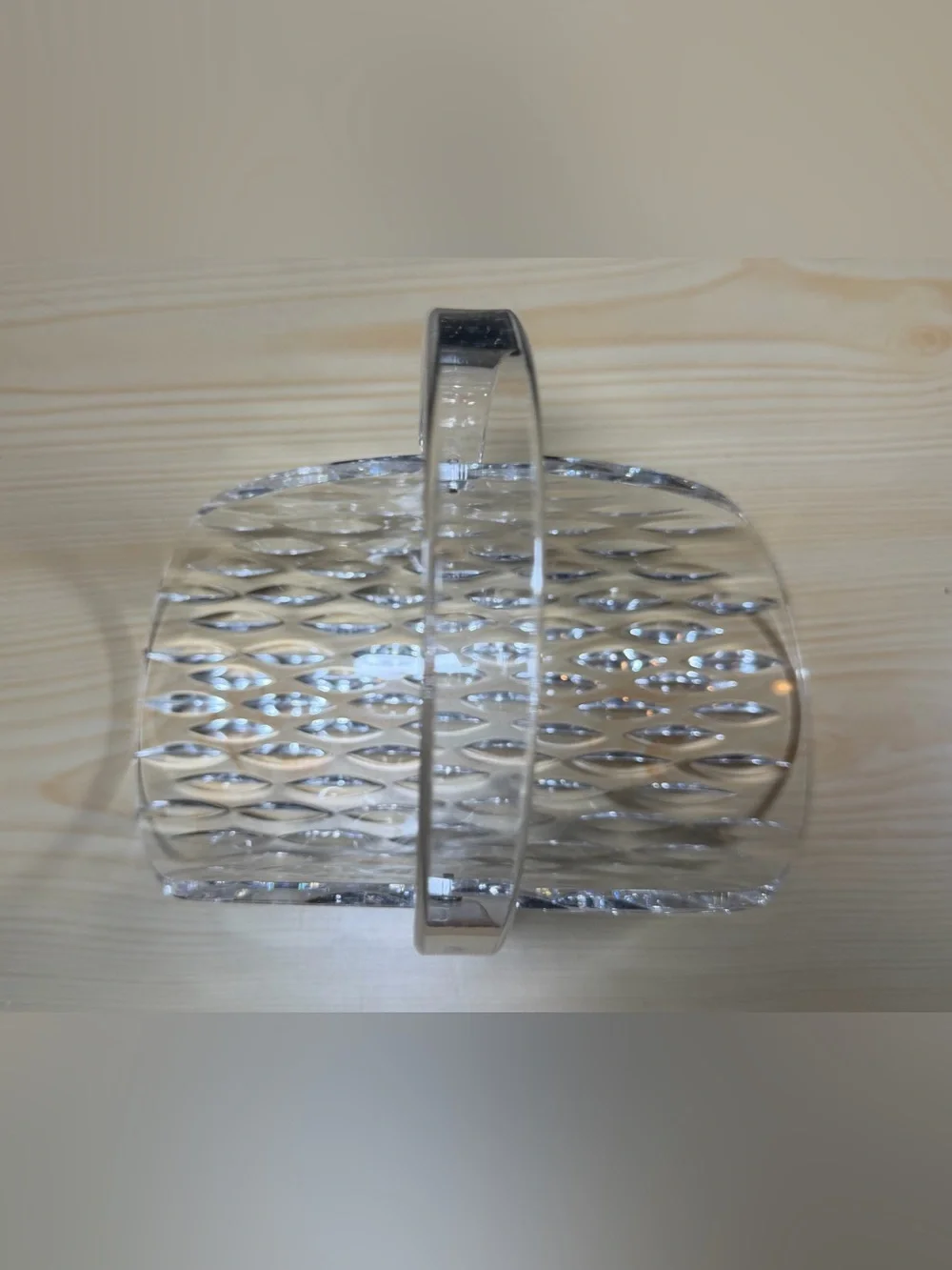 Wilardy Lucite Acrylic Handled Basket 9.25” MCM Vintage Rare Diamond Cut